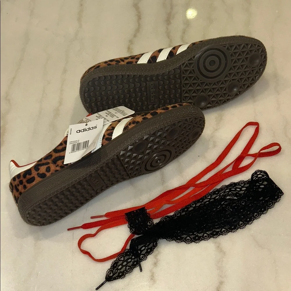 Adidas Leopard Print Sneakers with Orange Laces / Black Laces - Picture 3 of 9
